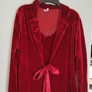 RELISTED! Gorgeous Ruby Red Velvet Jacket Top with bowtie!